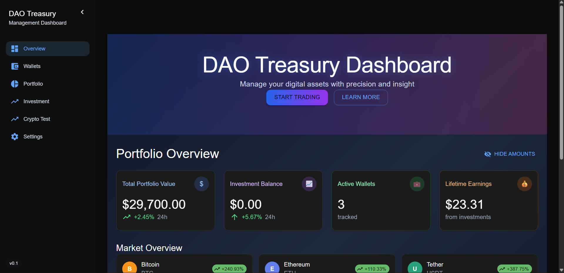 Cryptic Dashboard Preview